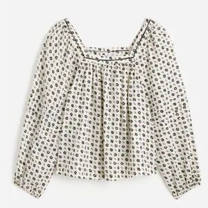 Free People Cream and Black Patterned Blouse